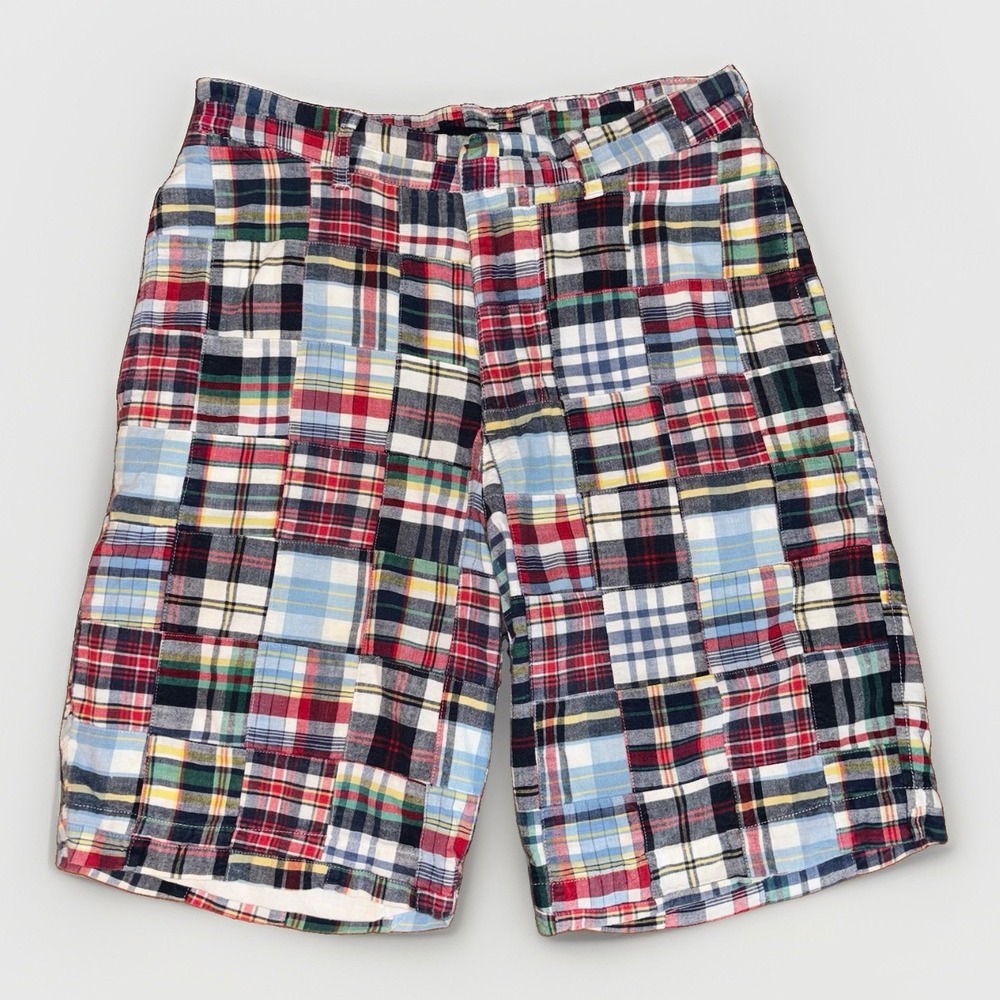 Vintage Abercrombie & Fitch Men's Multicolor Patchwork Plaid Chino Shorts Sz: 30